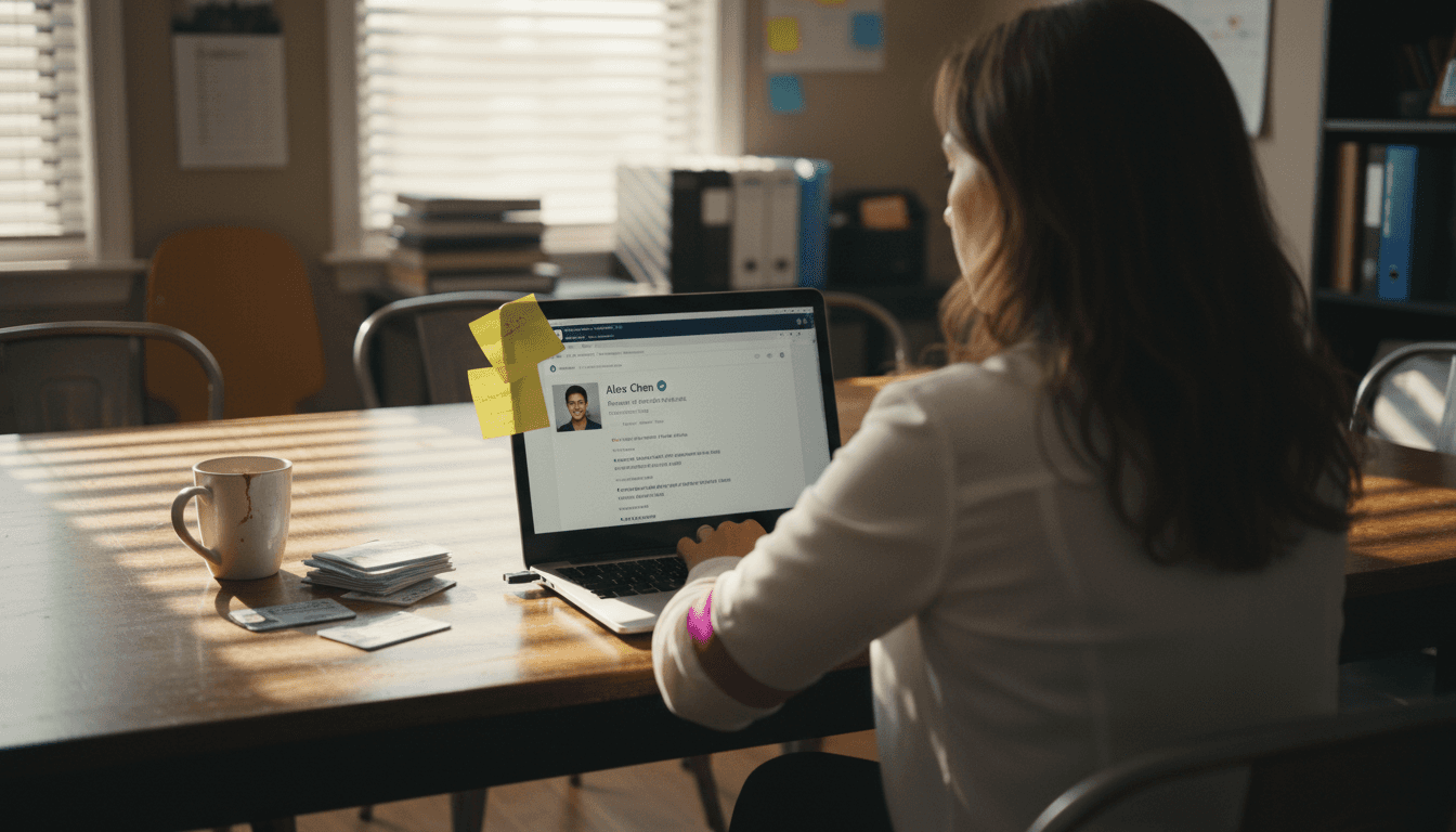 Recruteur examinant un profil LinkedIn vérifié
