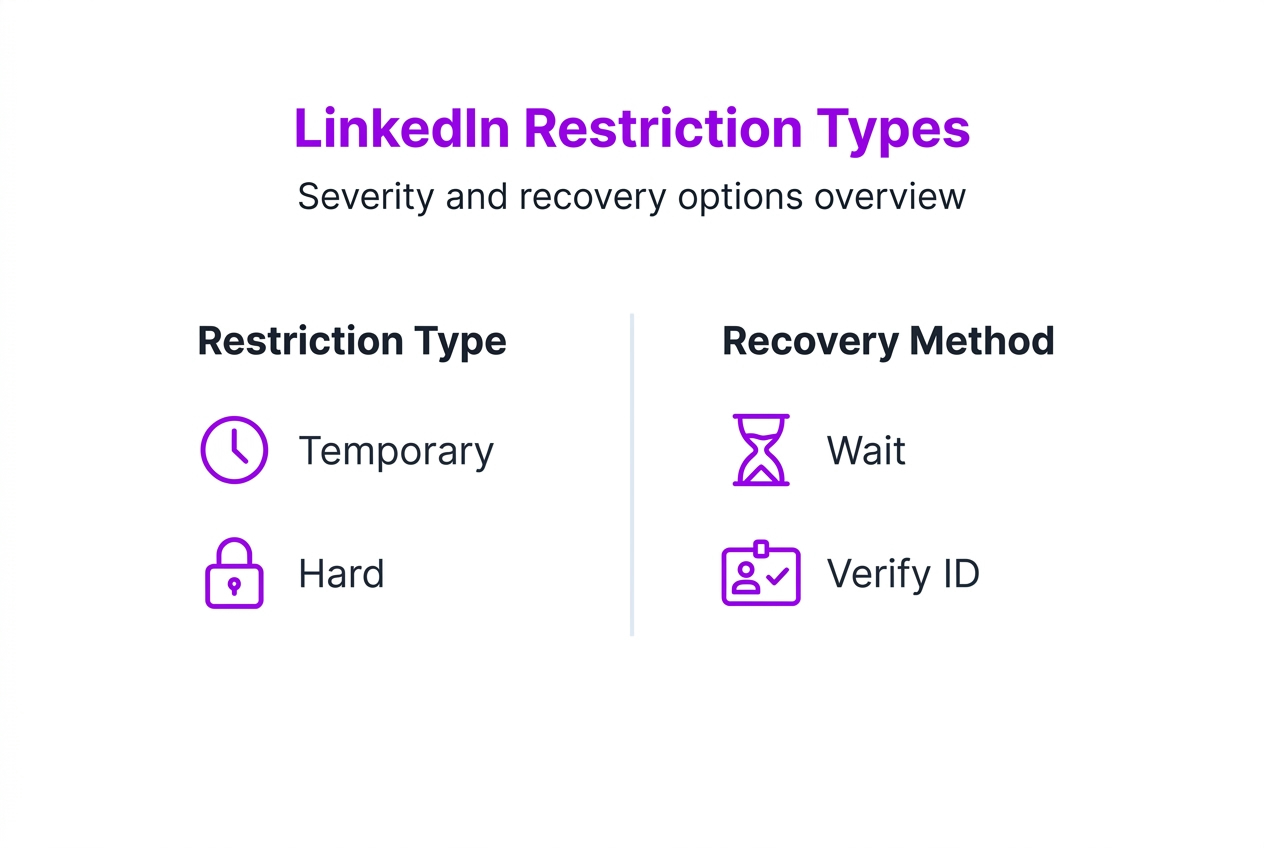 Infographie : types de restrictions LinkedIn et récupération