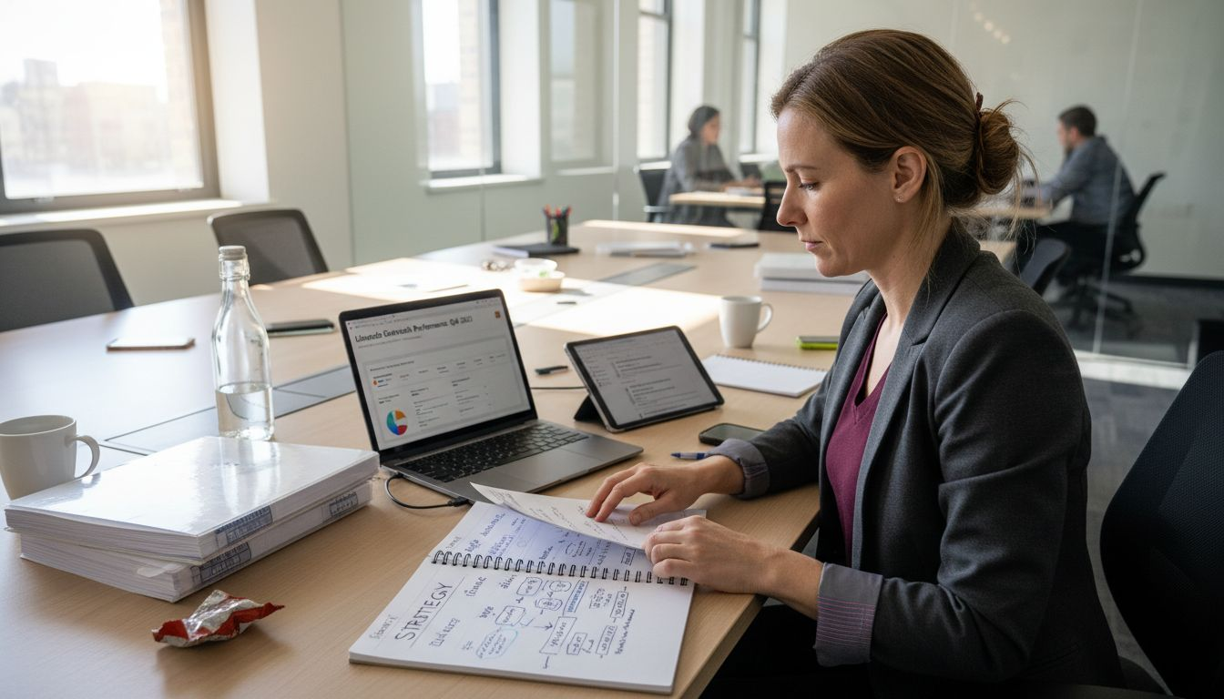 Femme analysant les indicateurs de réponse de sa prospection LinkedIn