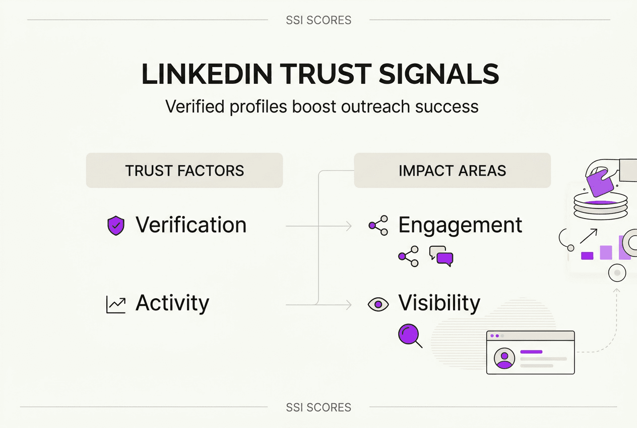 Infographie sur les signaux de confiance LinkedIn et le SSI