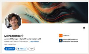 Exemple de compte LinkedIn vérifié par identité : Account Manager en région parisienne