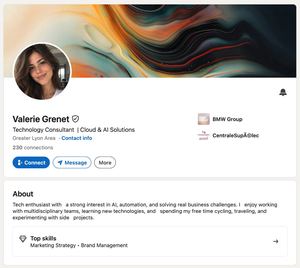 Exemple de compte LinkedIn vérifié par identité : Technology Consultant dans la région lyonnaise
